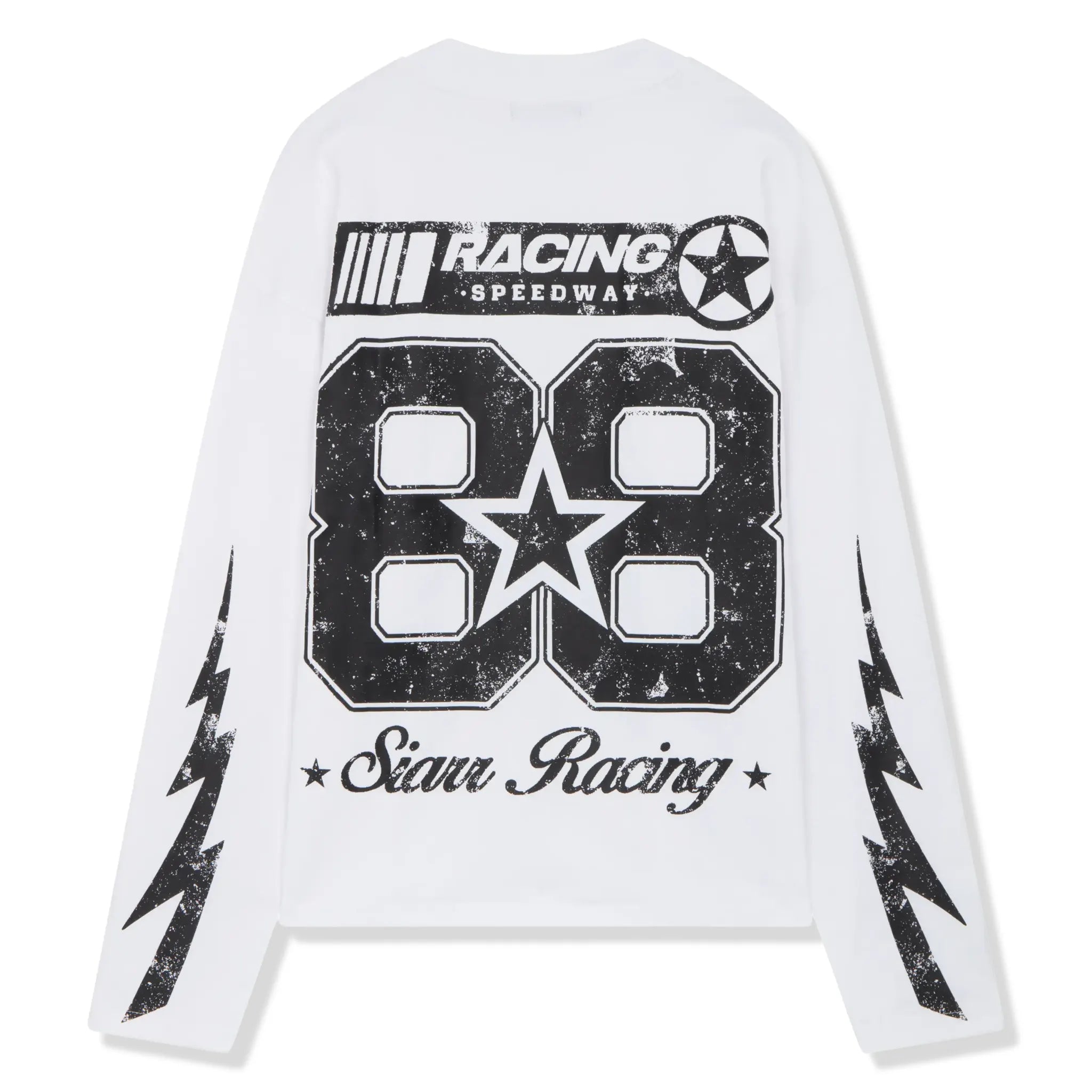 Back View of SIARR Speedway L/S White T-Shirt